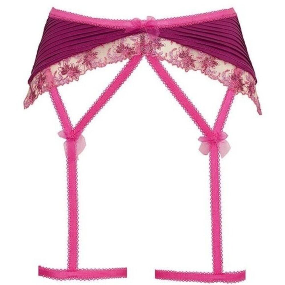 For Love & Lemons Ophelie Garter Belt XS Fuchsia Pink Floral Lace NWT